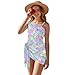 Tnasranmo Girls' Swimsuit Set for All Ages 7-18 – One Piece + Mesh Cover Up, Adjustable Straps, Chest Padding 9-10+, Beach Pool - Scales