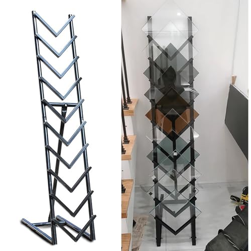 Glass/Marble Slab Sample Holder for Retail Shops, 10-Tier Save Space Floor Tile Organizer Shelf, Freestanding Building Ceramic Panel Display