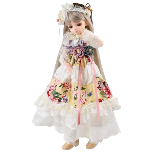 Muñeca BJD 1/4 45cm Vestido Princesa Vintage Gris miniatura 3
