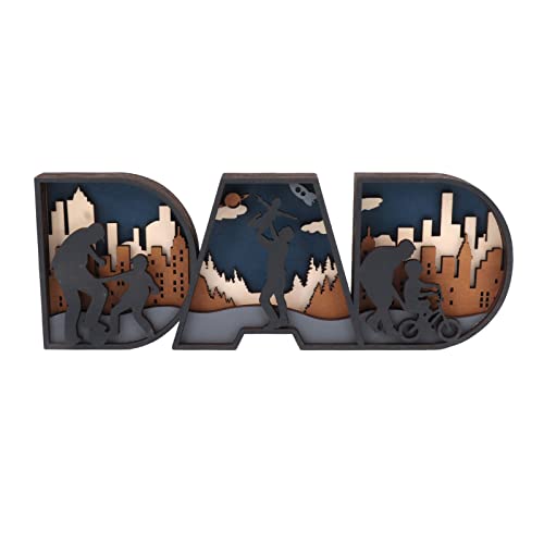 FLEXMAN DAD 木製クラフトサイン 父の日木製クラフトデコレーション 木製 DAD シェイプレターオーナメント 自宅 寝室 卓上 オフィス デスクトップ シェルフオーナメント (Sma)