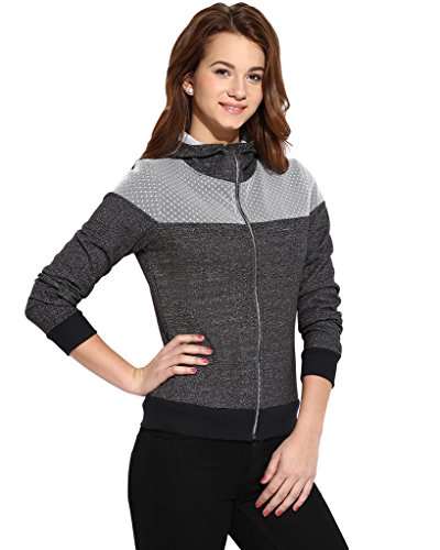 Image of Campus Sutra Women cotton Premium Zipper Hoodie-Grey