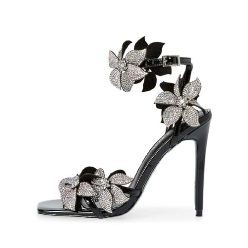 LISHAN Women's Square Toe Lace Up Stiletto Heel Colorful Strappy Sandals For Party Prom