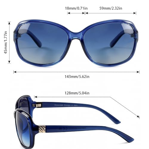 Image of SIPHEW Polarized Sunglasses for Women | UV400 Protection | Vintage Sun Glasses,Wraparound Shade,Lightweight & Comfortable,Big Sunnies eyewear,Driving,Outdoors