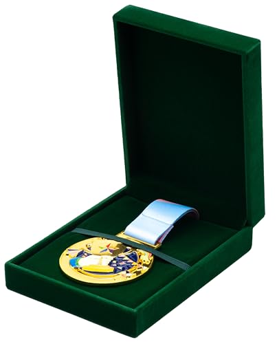 COWFEX Caja de almacenamiento de medallas individual para corredores, ganadores de todos los deportes, premios militares (verde)