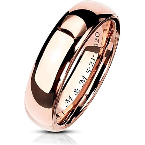 Personalized Polished Rose Gold Tungsten Ring Custom Engraved Free - Rose Gold Wedding Band - Engagement Ring - Ships From USA Cover