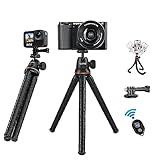 UURIG 11.8' Mini Flexible Phone Tripod with Remote Selfie Stick Tripod 360°Ball Head Camera Tripod with Phone Clip Portable Cell Phone Tripod Stand for iPhone 14/13/12 Pro Max/Samsung/GoPro/Camera
