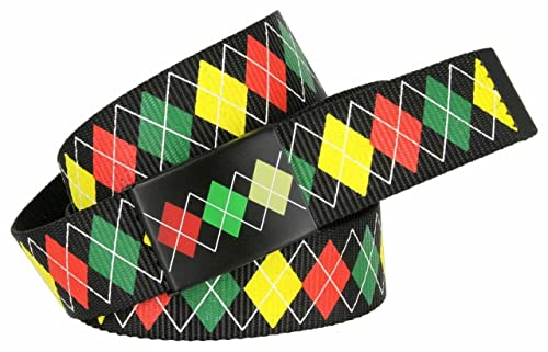 Rasta Diamond Colors Web Belt Canvas Belt with Metal Clasp Buckle3