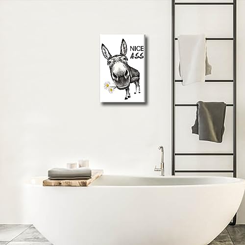 Funny Donkey Canvas Framed Bathtub Wall Art - Farmhouse Decor - 18" W x 12" H - Ready to Hang, Animals-34, 44L x 30W cm - Image 2