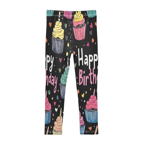 Birthday-Themed Cupcake Pattern Print Girls Leggings Yoga Workout Pants Dance Tights Kids Ankle Length2