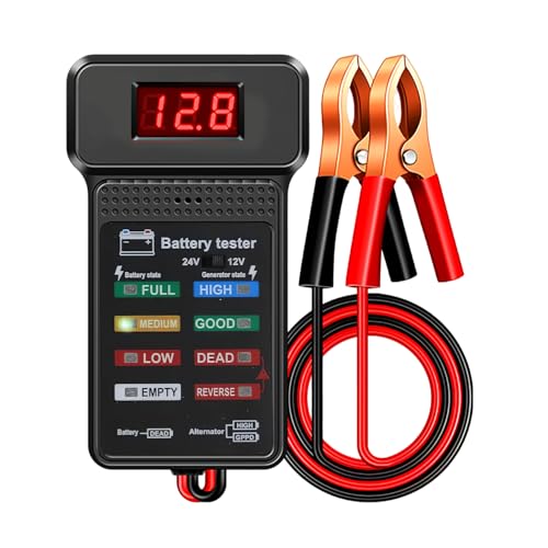 Image of TecoKart 12 /24V Battery Tester with LED Display | Car Battery Health Checker Device with Overvoltage Protection for Automotive, Truck