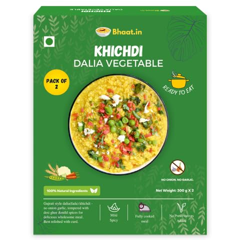 Bhaat.in Vegetable Dalia Khichdi | Pack of 2 | Protein-Rich & Ready-to-Eat Meal | Wholesome, Homestyle Comfort Food | No Preservatives | Travel-Friendly Meal