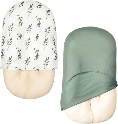Image of 2 Pack Baby Lounger Cover Soft Cotton Slipcover Fits Newborn Lounger for Baby Boys and Girls Infant Lounger Cover (2 Pack Olive Branches)
