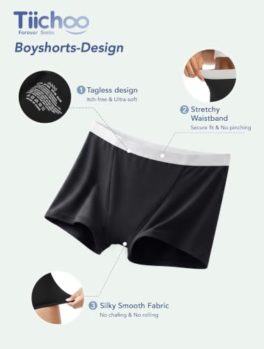 Image of TIICHOO Period Underwear for Women Heavy Flow Leakproof Boyshorts 5 Pack
