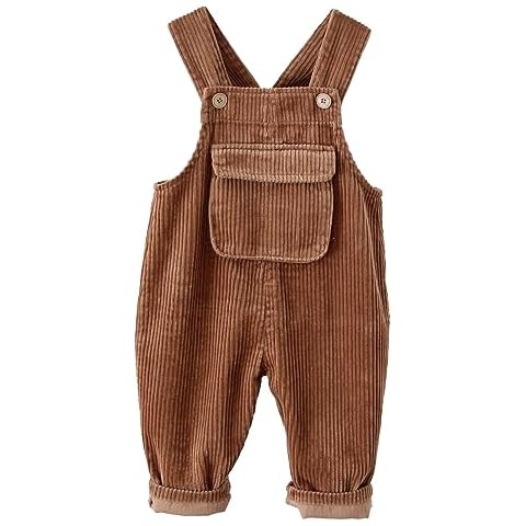 Happy Cherry Baby Boy Girls Corduroy Overalls Toddler Bib Pants Infant Suspender Jumpsuit Romper Fall Outfit Brown 4-5 Years Cover