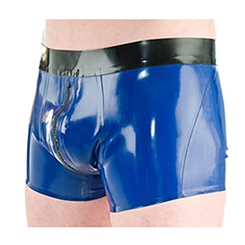 MONNIK Latex Slips Shorts Hommes Caleçons Faits à La Main Slips En Caoutchouc Boxer Culottes Serrées Shorts Sous-vêtements Pour Fête Clubwear (Bleu,XXL)