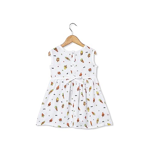 Image of The Boo Boo Club 100% Muslin Organic Cotton Button Frock for Baby Girls | Sleeveless A-line Dress /Frock | Summerwear | 3-6 M | Candy Print
