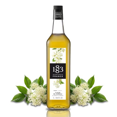 1883 Elderflower Syrup for Drinks, Made in France, 1 Liter Plastic Bottle