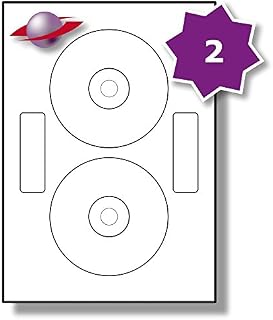 2 Per Page/Sheet, 5 Sheets (10 Sticky CD/DVD Labels), Label Planet® White Blank Matt Self-Adhesive Paper Plain A4 Round Media Stickers, Printable With Laser/Copier or Inkjet Printer, UK LPCD118N, 118MM Diameter 41MM Hole, FOR JAM FREE PRINTING