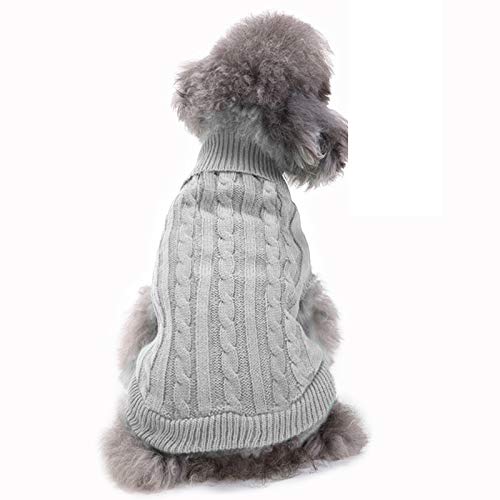 Image of Dog Sweater Soft Warm Turtleneck Knitted Clothes for Small Medium Large Pet | Comfy Wool Knit, Turtleneck & Classic Design, Easy on /off, Warm Winter Girls Boys Dogs Christmas Sweaters, Grey, XXS