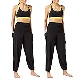 FM London (2 Pack) Weiche Yoga-Hose für Frauen | Vielseitig, bequem, attraktives Design, Schwarz (Schwarz), 158 husky