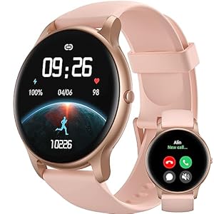 Parsonver Smart Watch for Women(Answer/Make Calls), HD Screen Fitness Tracker IP68 Waterproof, 100+ Sport Modes, Heart Rate/Sleep/SpO2/Steps Monitor, Round Smartwatch for Android & iPhone, Rose Gold