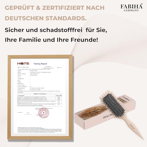 FABIHA® 𝐏𝐑𝐄𝐌𝐈𝐔𝐌 Lockenbürste - Curly Hair Brush - Bio Haarbürste ohne ziepen - Wildschweinborsten Bürste - Die Originale… – Ansicht 5