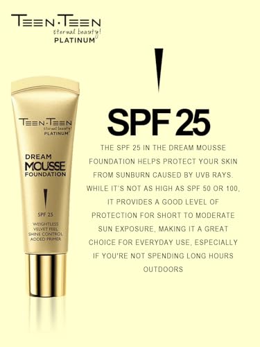 Image of TEEN TEEN Dream Mousse Foundation | Lightweight Velvet Finish with SPF 25 | Shine Control, Added Primer, Smooth Blendable Texture, Natural-Beige, 30ml