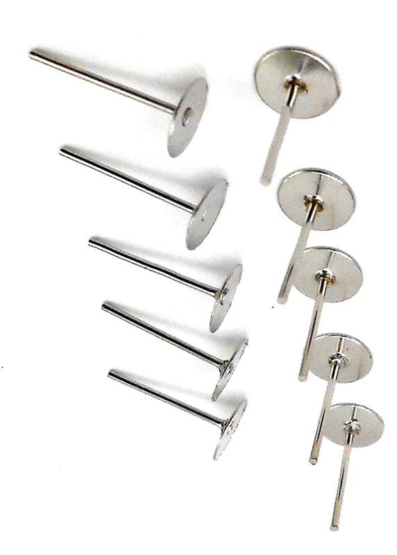 NAVMAV 25Pairs Stainless Steel Flat Round Blank Peg Earrings Posts Flat Pad Ear Metal Earing Pin Stud Earring Jewellery Making Findings 2