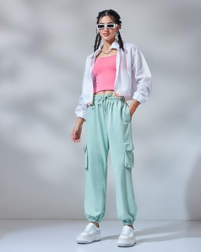 Image of Bewakoof Women's Cotton Oversized Fit Joggers|Bewakoof Air 1.0 | Track pants for woman | Lower for women | Multipurpose | Activewear | Utility Pockets | Lightweight & Flexible Elastic Waist | Casual Joggers | Loose Fit