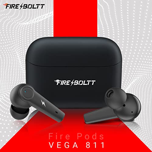 Image of Fireboltt Fire Pods Vega 811 TWS earbuds with captivating RGB lights, Bluetooth 5.3, Gaming Mode, Quad Mic ENC, and voice assistance (Black)