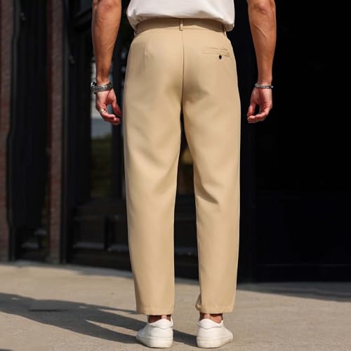 Button Down Trousers for Men Straight Business Suit Pants Work with Pockets Trousers Solid Color Comfy Suit Pants4