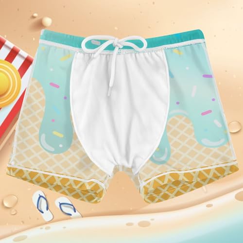 Boys Swim Trunks Quick Dry Kids Bathing Suit Mint White Ice Cream Toddler Swim Shorts Boardshorts Swimwear 3t4