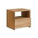 Table d'appoint Denmark 1 avec 1 tiroir, table en bois massif chêne, table de chevet moderne pour salon ou lit, style nordique, design original 40 x 33 x 37 cm.