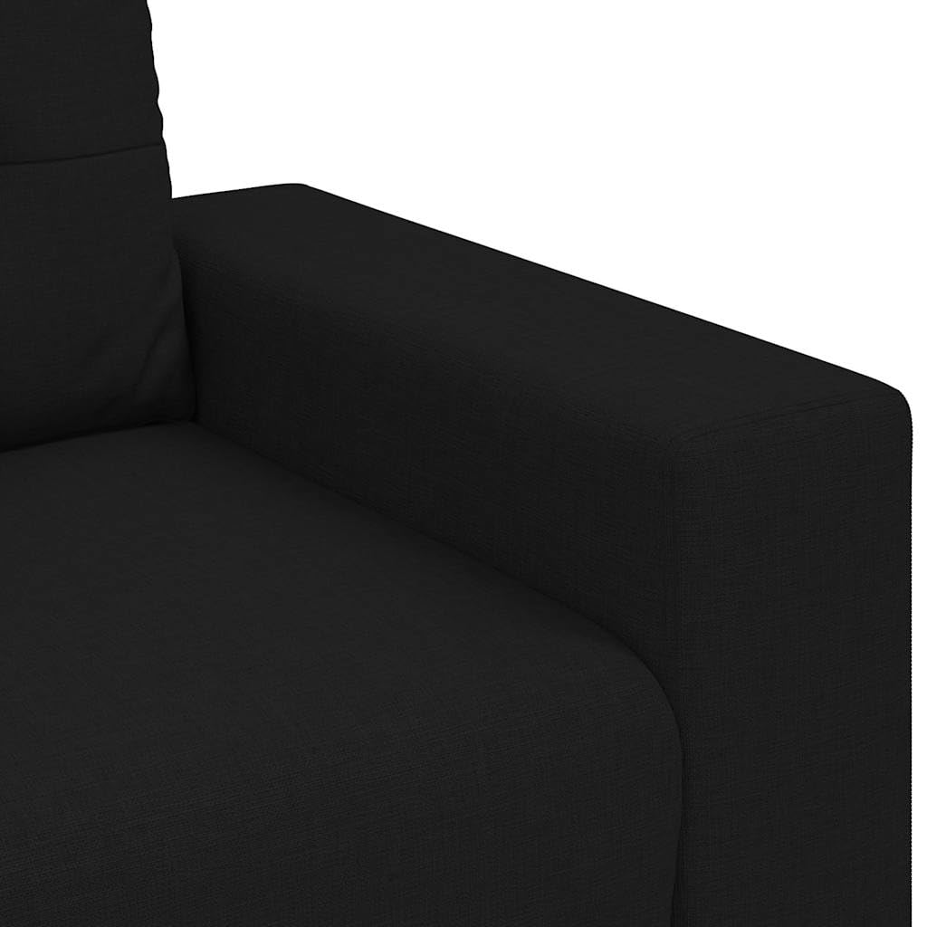 Juego de sofá de 2 + 3 plazas, color negro, estructura de metal de madera, diseño moderno con poliéster suave, resistente y cómodo para salón, oficina, habitación de invitados