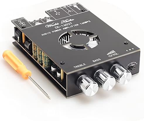 320W Power Amplifier Board with Subwoofer 2.0 Channel 160W×2, 15V-36V Audio Power Amplifier Module with Treble and Bass Control,Black (ZK-1602T)