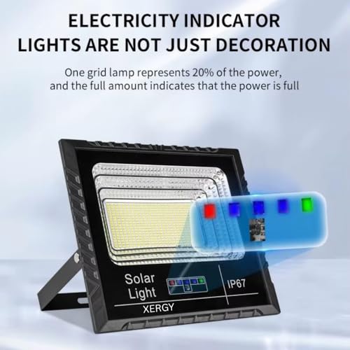 Image of XERGY 100W Solar Flood Light with Remote-156 LED, Ultra Bright, 2400mAh Battery, IP67 Waterproof, Auto On /Off Dusk-to-Dawn Sensor Security Outdoor Light for Home, Garden, Balcony (4m Cable Included)