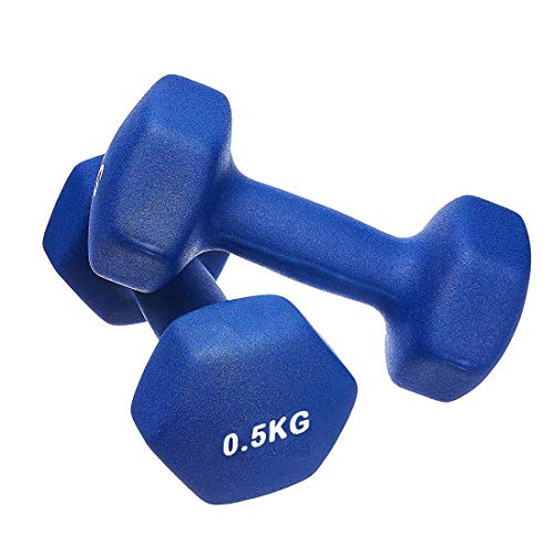 IRUI Neoprene Dumbbell Hand Weights Set of 2, Hex Dumbbells of Exercise Weights for Women and Men(Single 1 lb Weights)