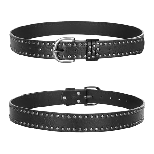 Studded-Punk-Rock-Belts for Women – Western Studded Rivets Gothic Goth Leather Belt for Jeans & Rocker Outfits3