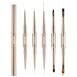 Double-Ended Acrylic Nail Art Brushes Set - 5pcs Nail Brushes Round Oval Gel Builder Brush Nail Art