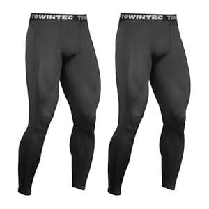 Towintec Mens Compression Pants Breathable Leggings Football Trousers Running Tights Training Pants Basketball Tights Workout Base Layer Bottom Athletic Gym