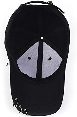 K-pop Metallic Fitted Cap with Ring Chain, Unique Design, Star Embellishment - Image 3