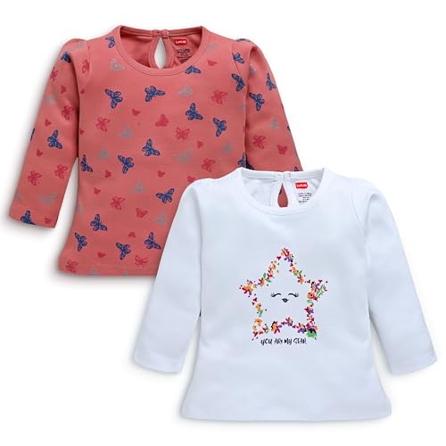 Image of LuvLap Baby Girls 100% Cotton Full Sleeve Girls Top, Pack of 02