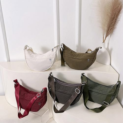 Women Bag Large Capacity Shoulder Bag Plaids Crossbody Simple Dumplings Korean Styles Messengers For Daily Women Dumplings Re3