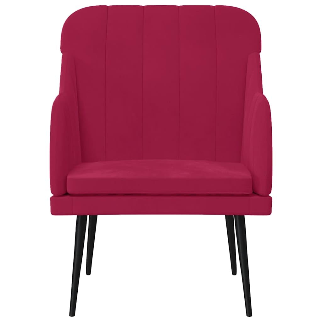 Fotel w kolorze czerwonego wina, 63 x 76 x 80 cm, aksamitny, przytulny fotel do salonu i sypialni, wygodny fotel do czytania z metalowym stelażem, meble do siedzenia wewnątrz pomieszczeń