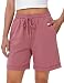 Litherday Shorts Damen Sporthose Kurze Jogginghose Sommer Sport Shorts Traininghose Kurze Hosen Baumwolle mit Taschen für Fitness Running