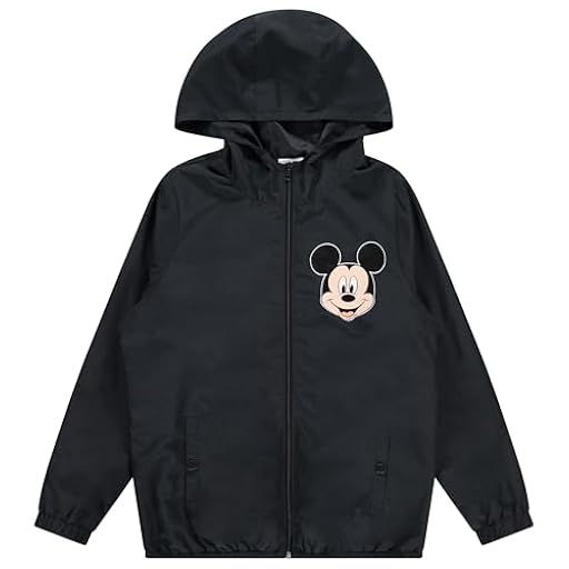 Disney Mickey Mouse - Chaqueta cortavientos con capucha para mujer, ligera y duradera con capucha, Negro -, Large | Ya disponible en tu tienda friki favorita! En mundofriki.es!