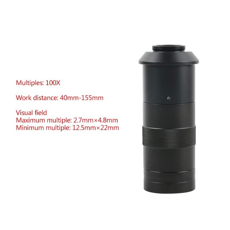 Microscope 100X 130X 180X 200X 300X 500X Adjustable Continuous Zoom C Mount Lens for USB Industry Video Microscope Camera(100X)