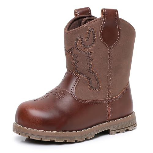 Apakowa Baby & Toddler Cowboy Boots for Boys Girls Infant Baby Cowboy Cowgirl Western Boots Round Toe All Seasons 6-36 Months (Infant/Toddler)