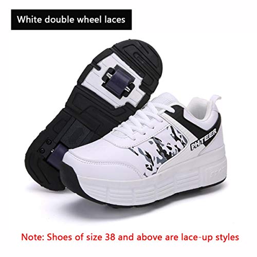 Outdoor Skates Deformed Roller Skates Boys And Girls Two Wheel Adjustable Telescopic Roller Skates Comfortable And Breathable Entertainment Roller Skates/436 (Color : Branco, Size : 39)