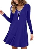 MOLERANI Women's Casual Swing Simple T-shirt Loose Dress, Small, long Sleeve Royal Blue